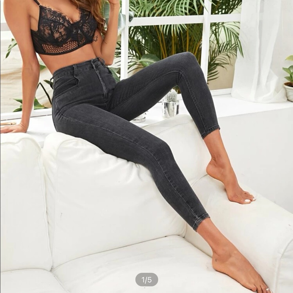 high waist stretch skinny jeans